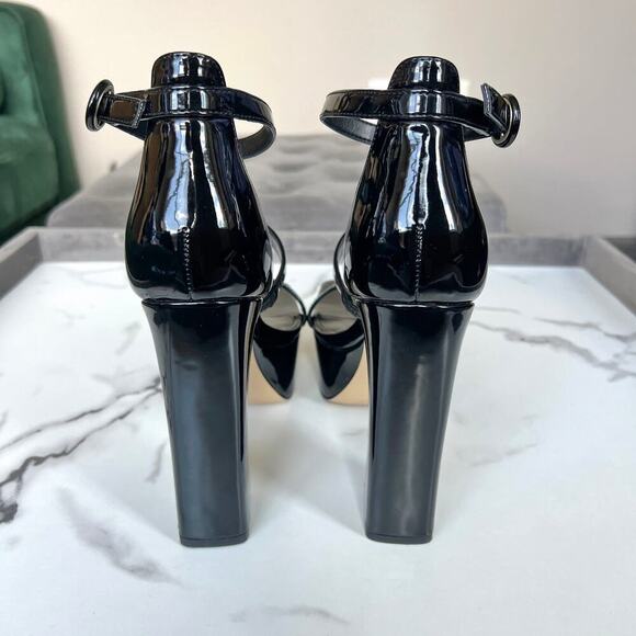 NEW Marc Fisher Frita Black Patent Leather Platform Sandals Size 8.5 - Picture 7 of 9